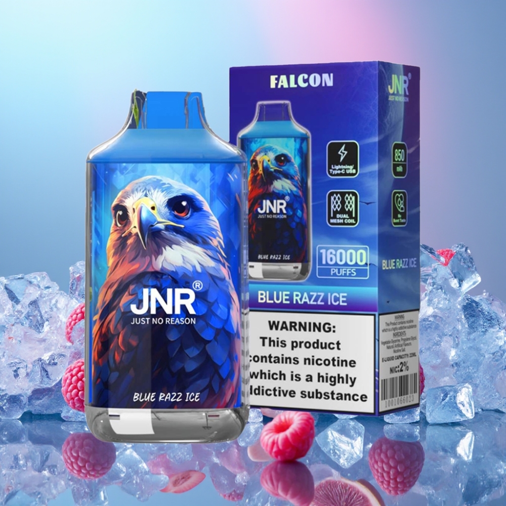 JNR Falcon Modrý Malinový ľad 16000 Puffs, 850mAh, 22ml, Dual Mesh Coil