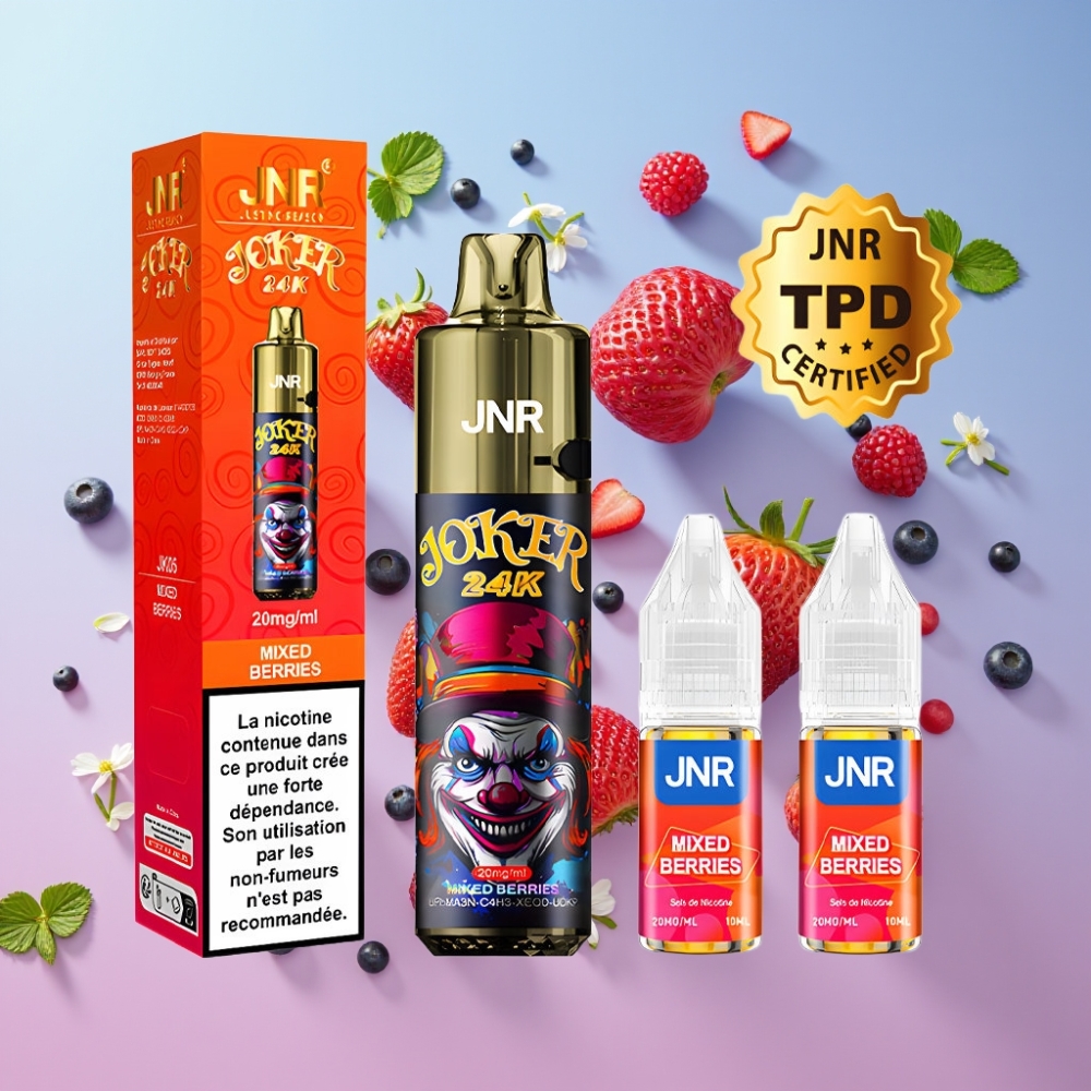 JNR Joker 24K Puffs 2+10ml Plniteľný Pod, 800mAh, Zmiešané Bobule