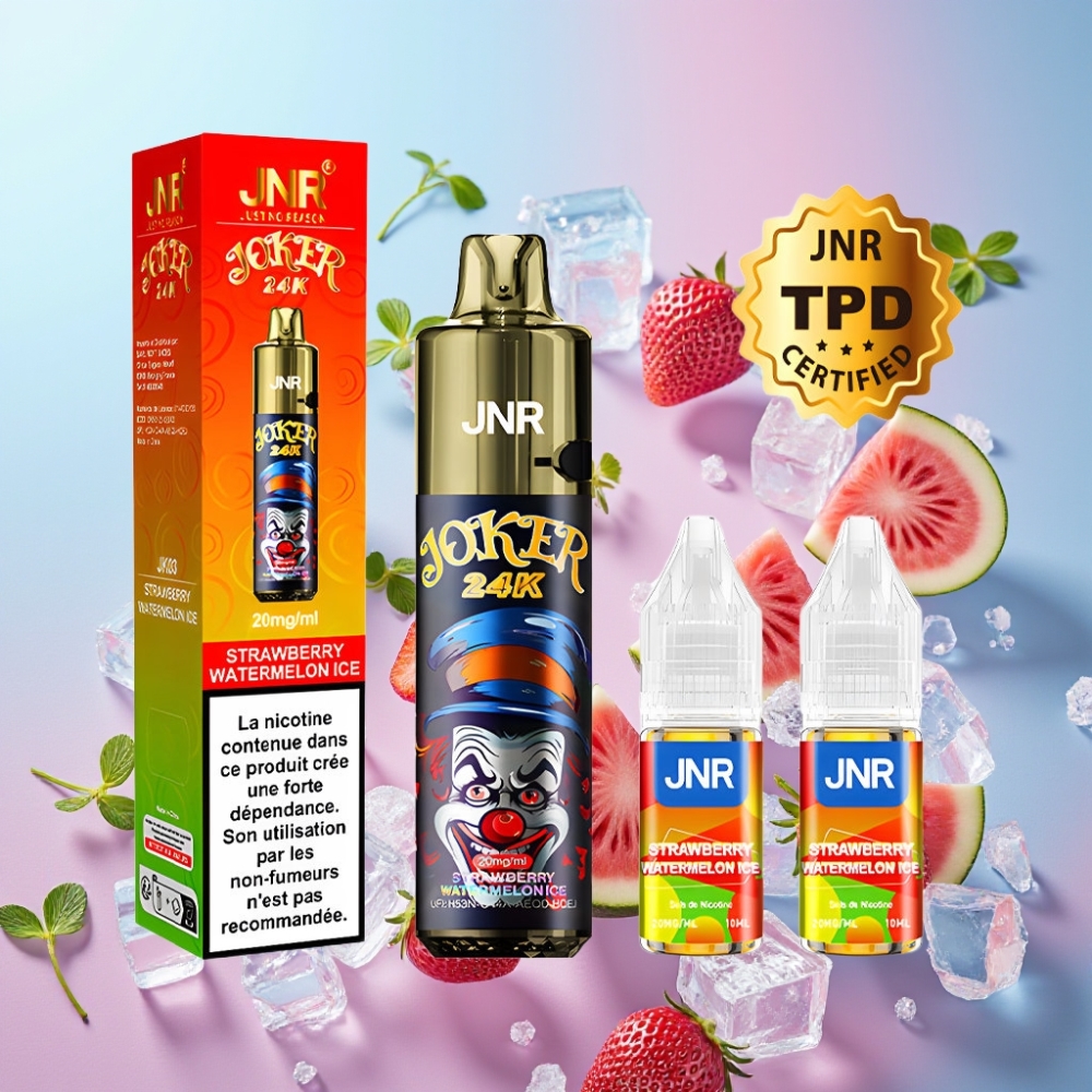 JNR Joker 24K Puffs 2+10ml Refillable Pod, Jahodový Melónový Ľad, 800mAh, Type-C