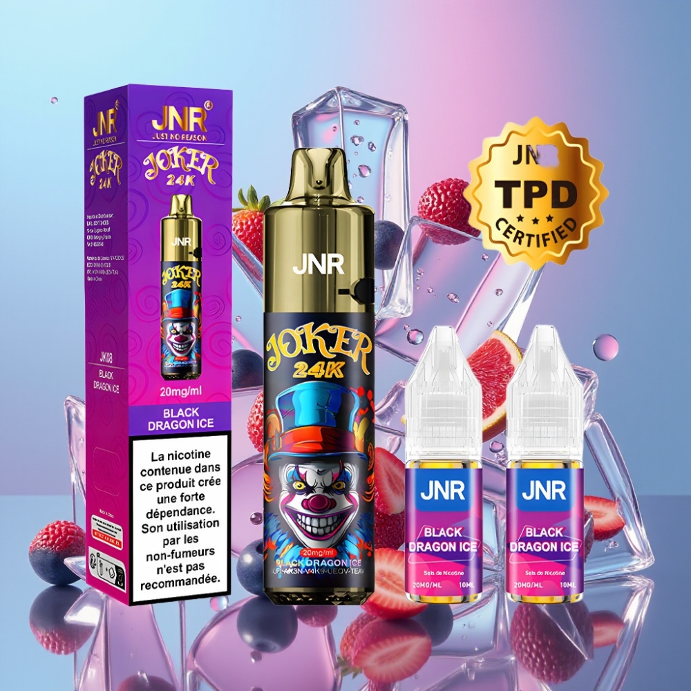 JNR Joker 24K Puffs Refillable Disposable Vape Čierny Drak Ľad 2+10ml 800mAh 24000 Puffs