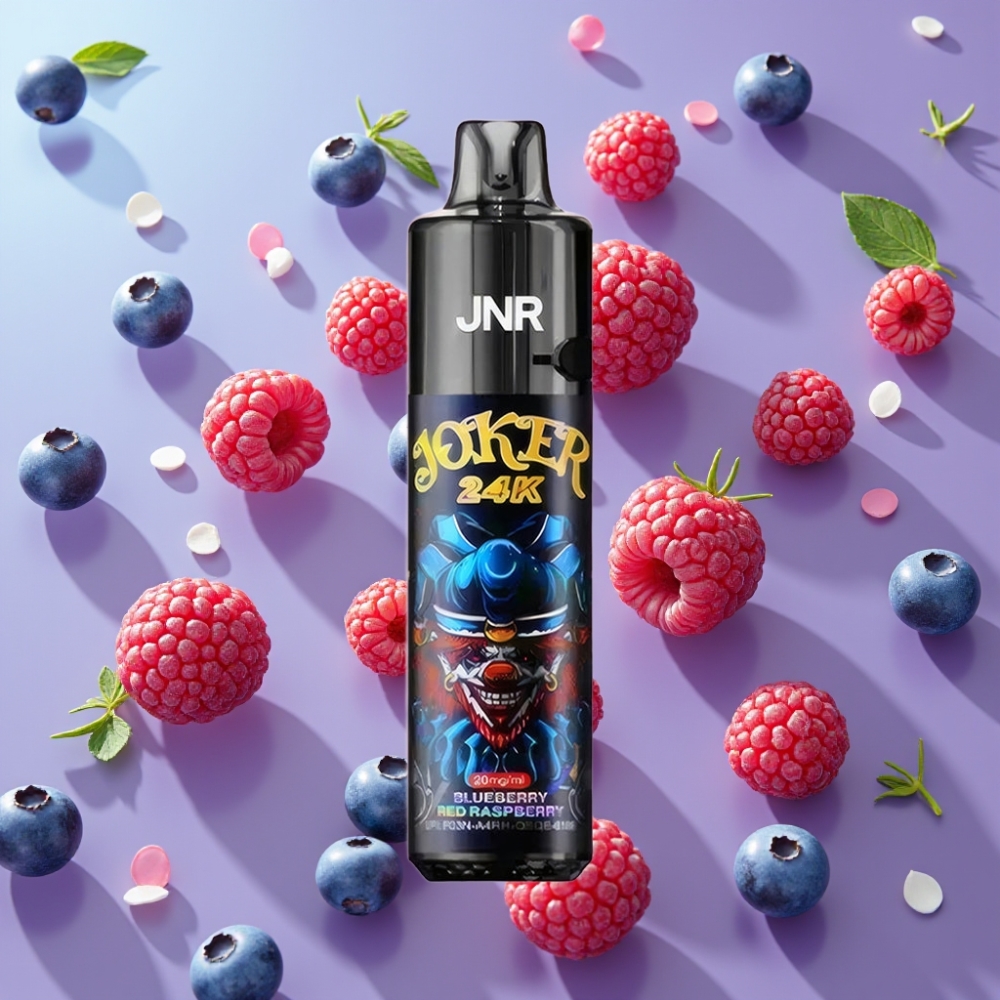JNR Joker 24K Puffs Čučoriedka Malina, 24000 Puffov, 2% nikotín, 800mAh