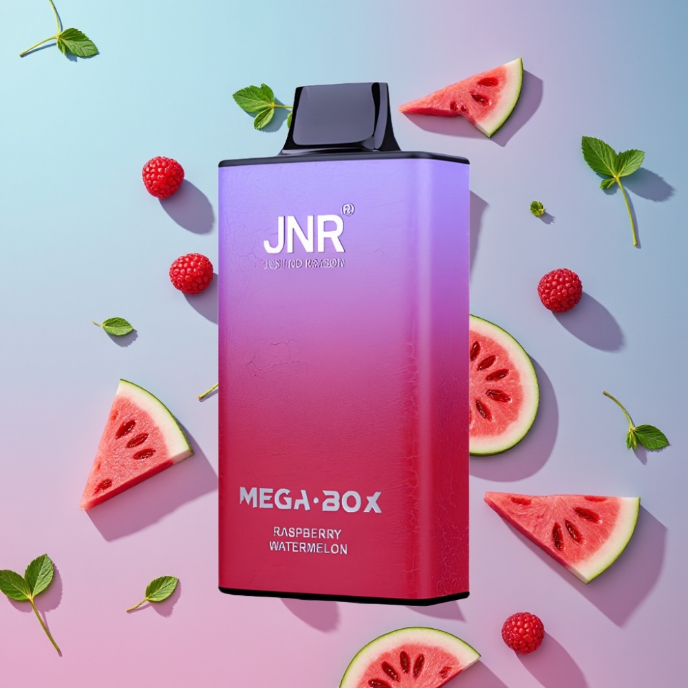 JNR Mega Box 25000 Puffs Disposable Vape Malina Vodný melón, 30ml, 850mAh, Dual Mesh JNR Mega Box 25000 Puffs Disposable Vape Malina Vodný melón, 30ml, 850mAh, Dual Mesh