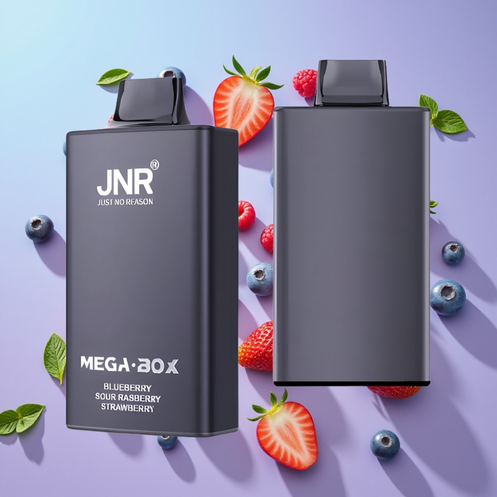 JNR Mega Box 25000 Puffs Disposable Vape Čučoriedka Kyslá Malina Jahoda, 30ml, 850mAh
