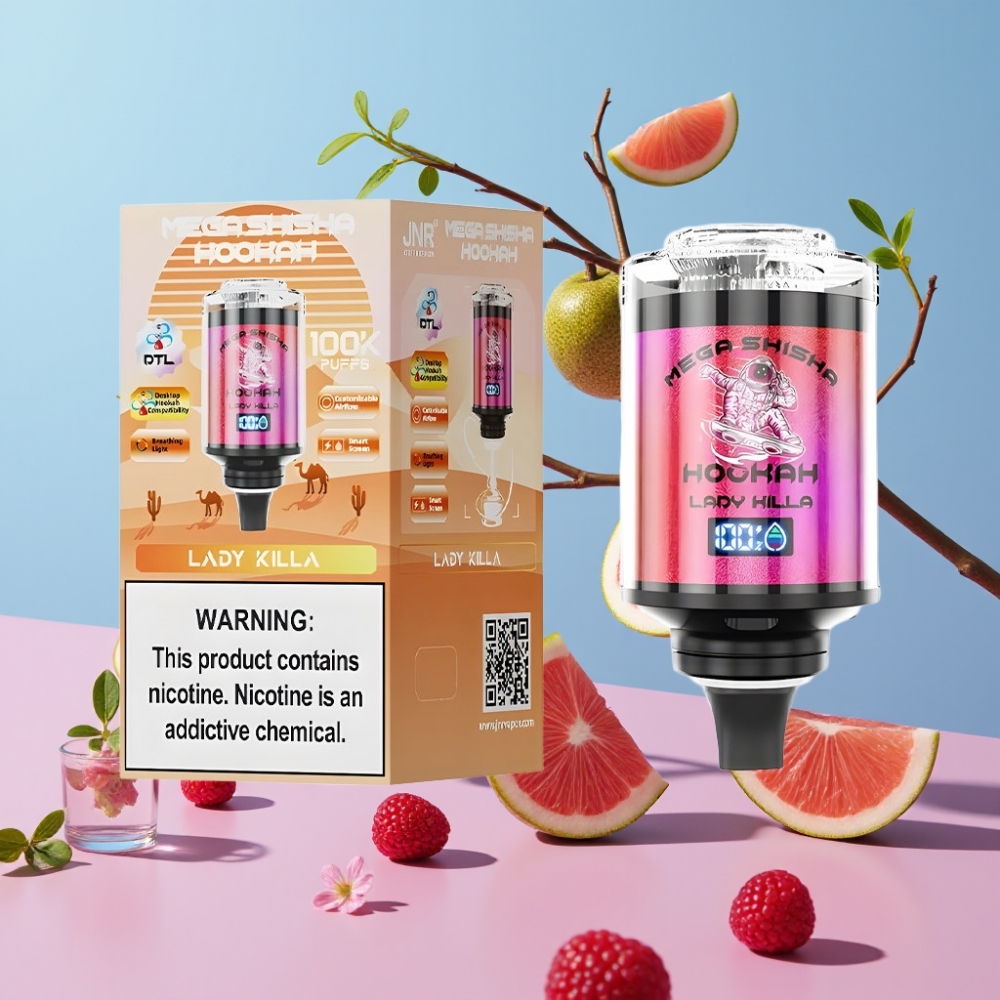 JNR Mega Shisha Hookah 100K Kompatibilita s počítačom Lady Killa 60ml 2200mAh Typ-C