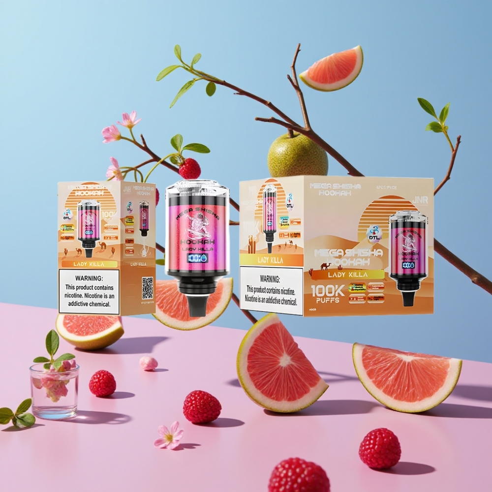 JNR Mega Shisha Hookah 100K Kompatibilita s počítačom Lady Killa 60ml 2200mAh Typ-C