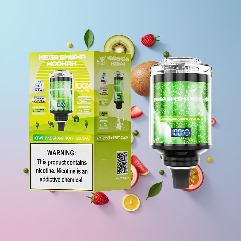 JNR Mega Shisha Hookah Stolová Kompatibilita 100K Kiwi Maracuja Guava 60ml 2200mAh