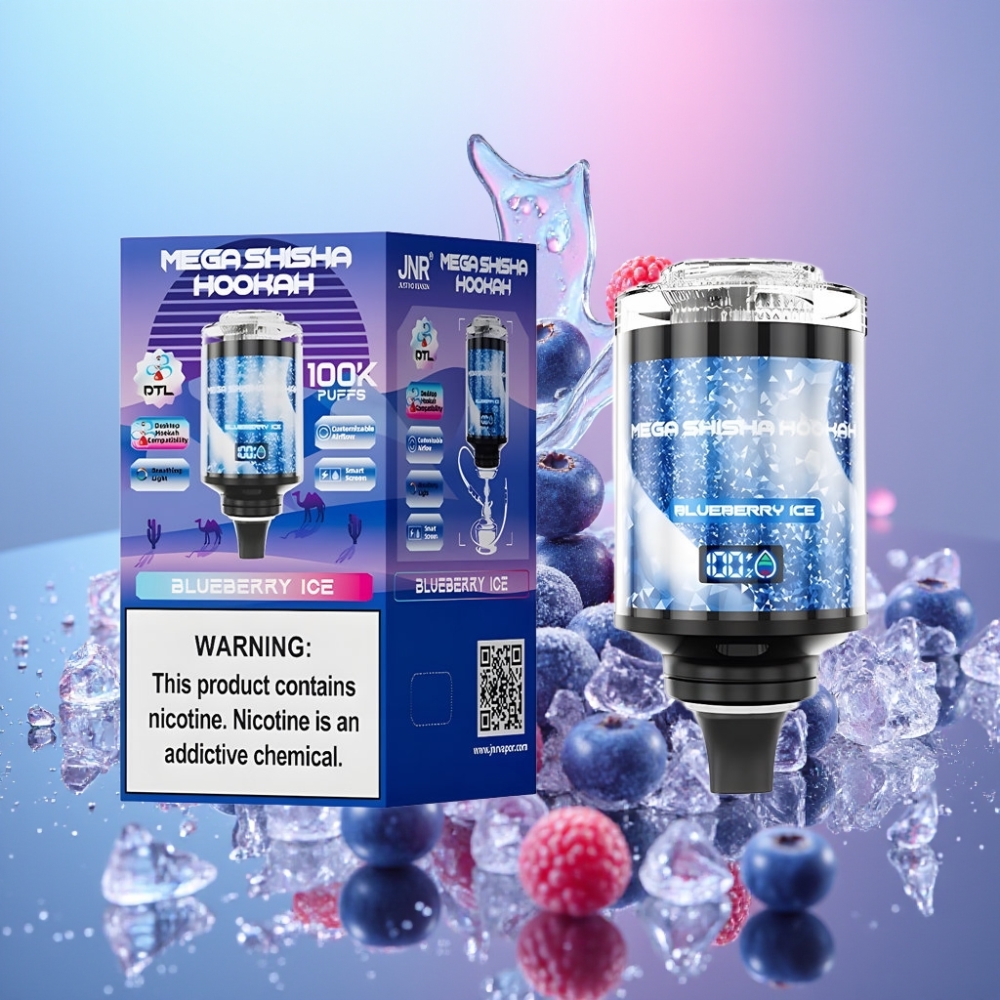 JNR Mega Shisha Hookah Stolová Kompatibilita Borovica s ľadom 100K 60ml 2200mAh