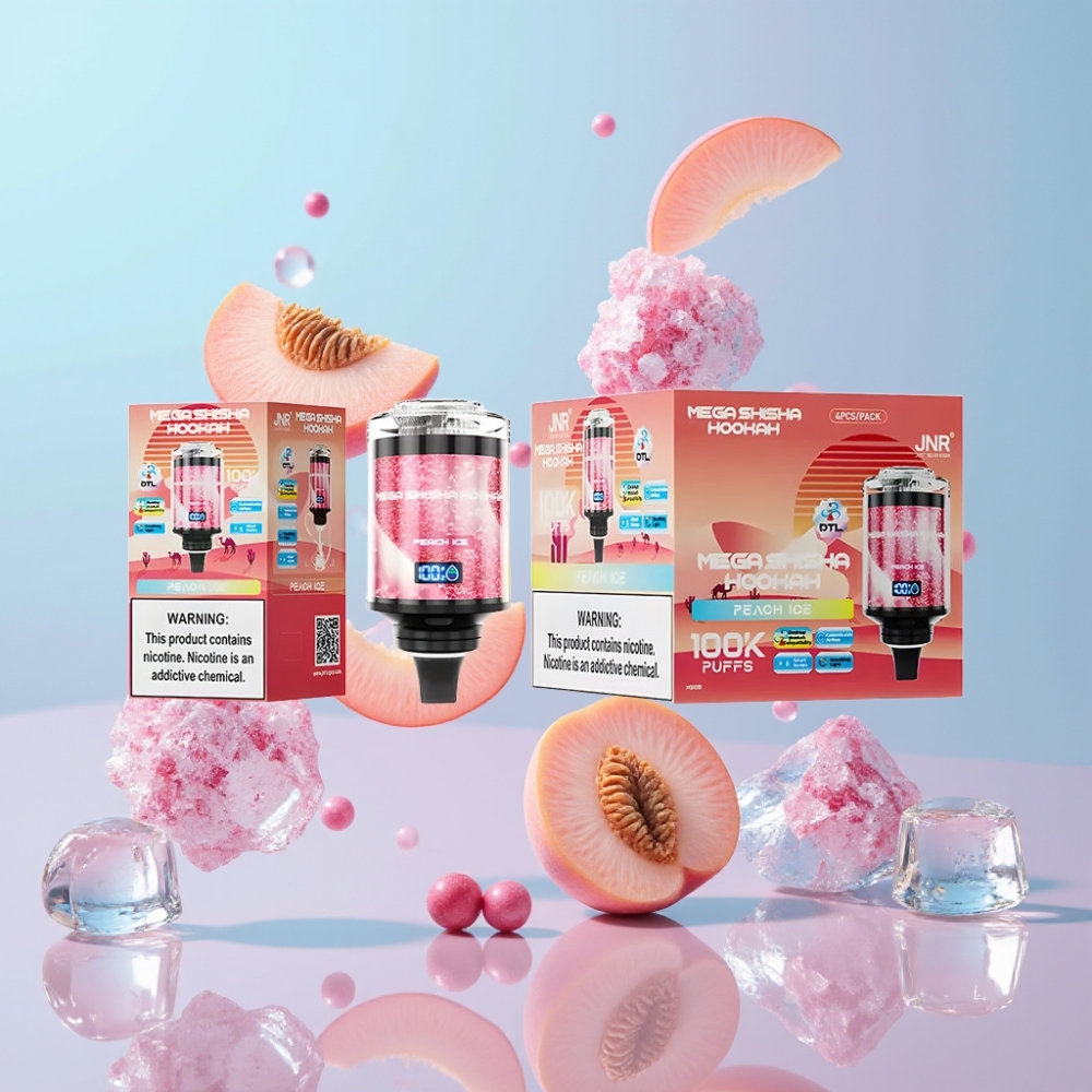 JNR Mega Shisha Hookah Stolová Kompatibilita Broskyňa Ľad 100K 60ml 2200mAh Typ-C