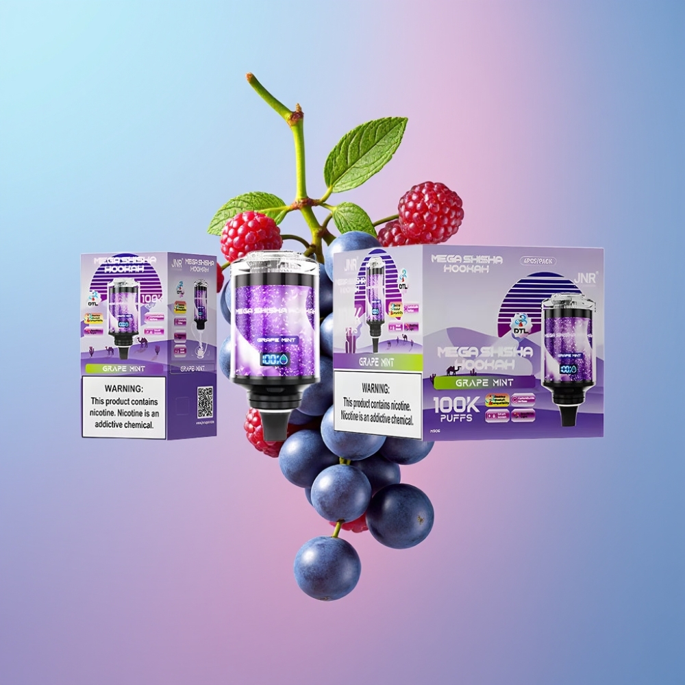 JNR Mega Shisha Hookah Stolová Kompatibilita Hroznová Mäta 60ml 2200mAh Typ-C