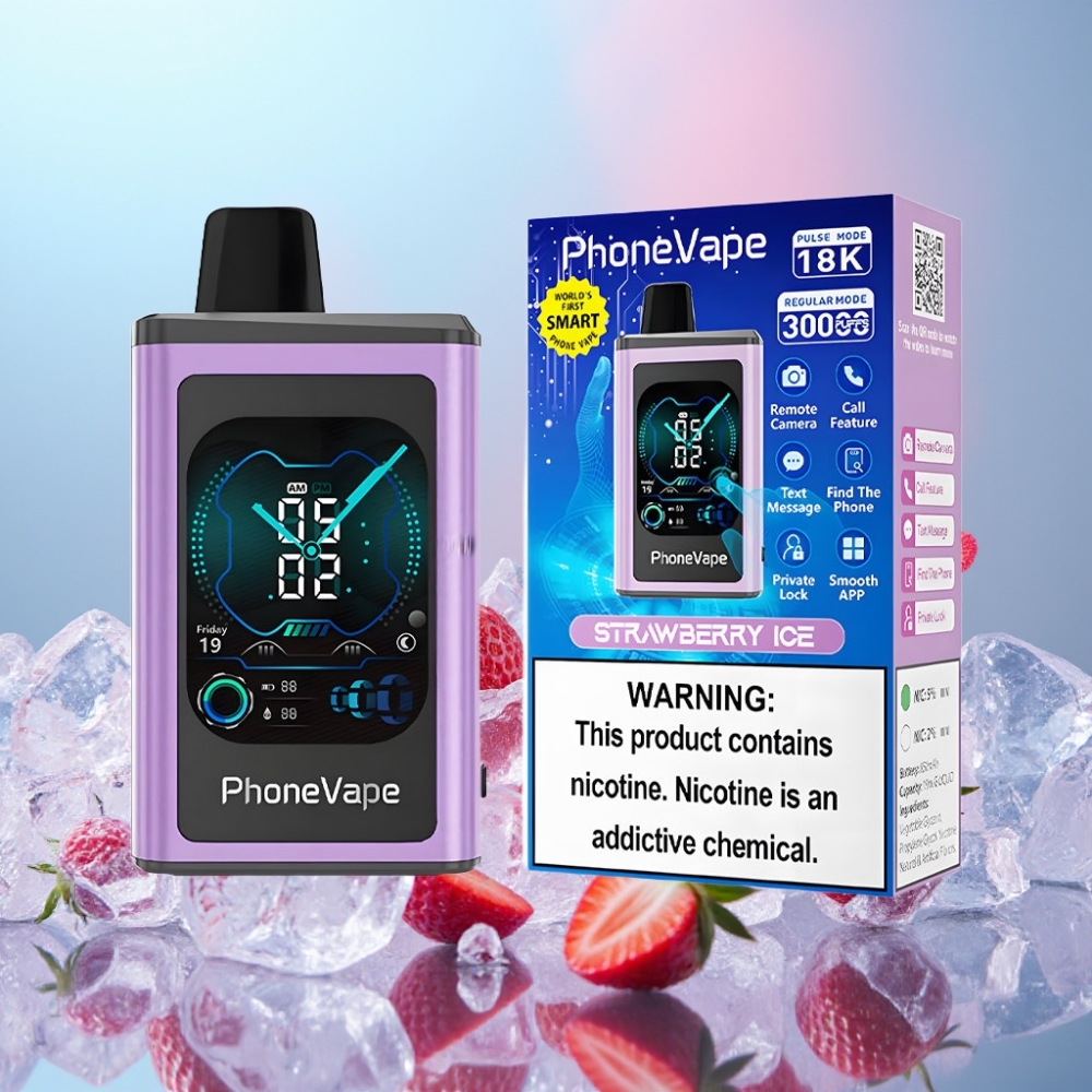 JNR PhoneVape 30000 fajkov Typ-C nabíjateľná batéria, Príchuť jahodový ľad