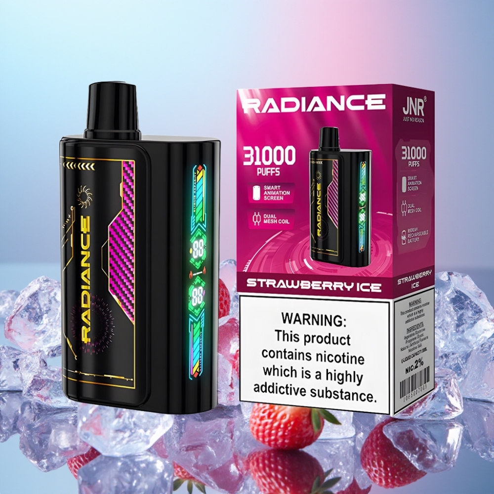 JNR Radiance 31000 Puffs Disposable Vape JAHODOVÝ ĽAD, 28ml, Dual Mesh Coil, 950mAh