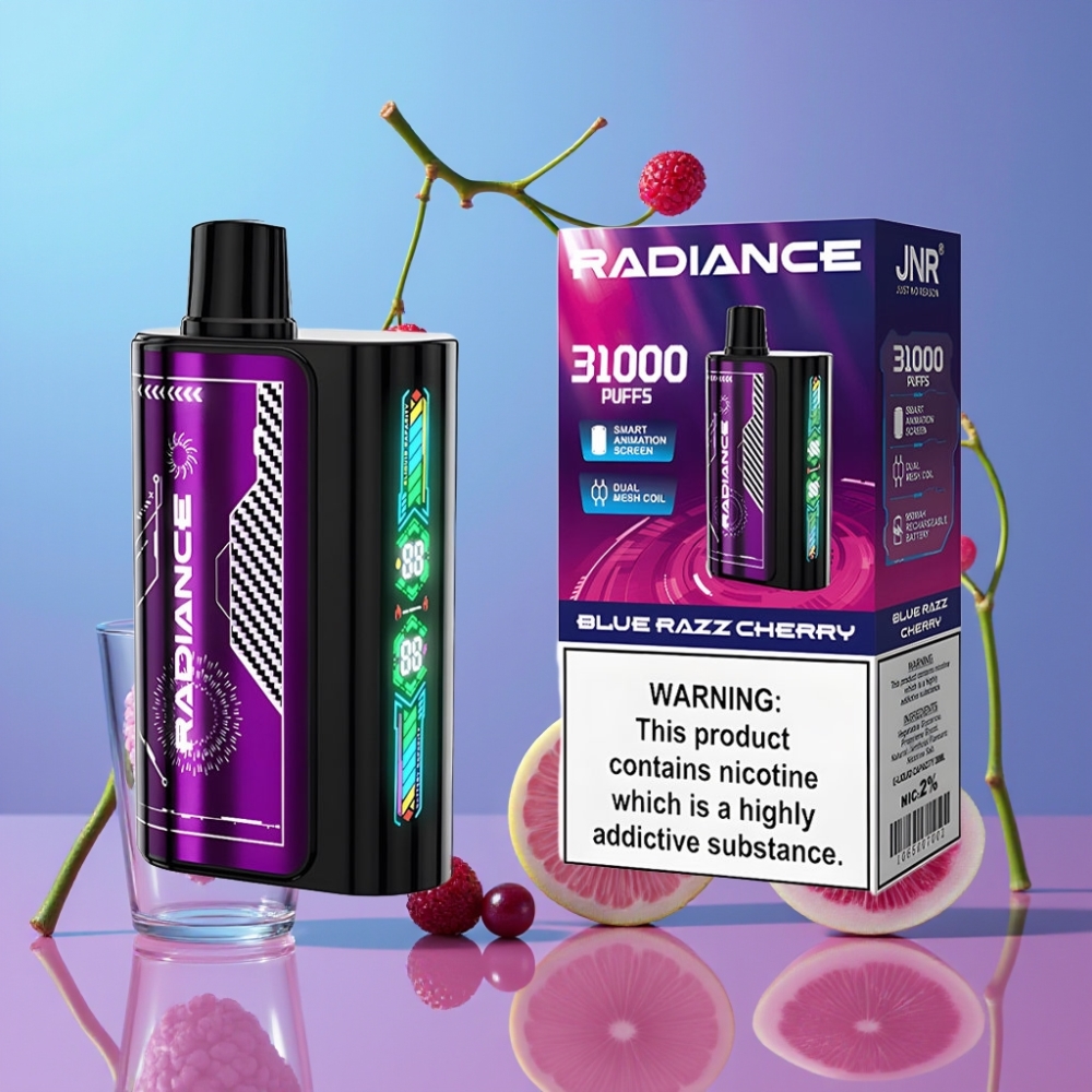 JNR Radiance 31000 Puffs Disposable Vape MODRÁ ČEREŠŇA RAZ, 28ml, Dual Mesh Coil