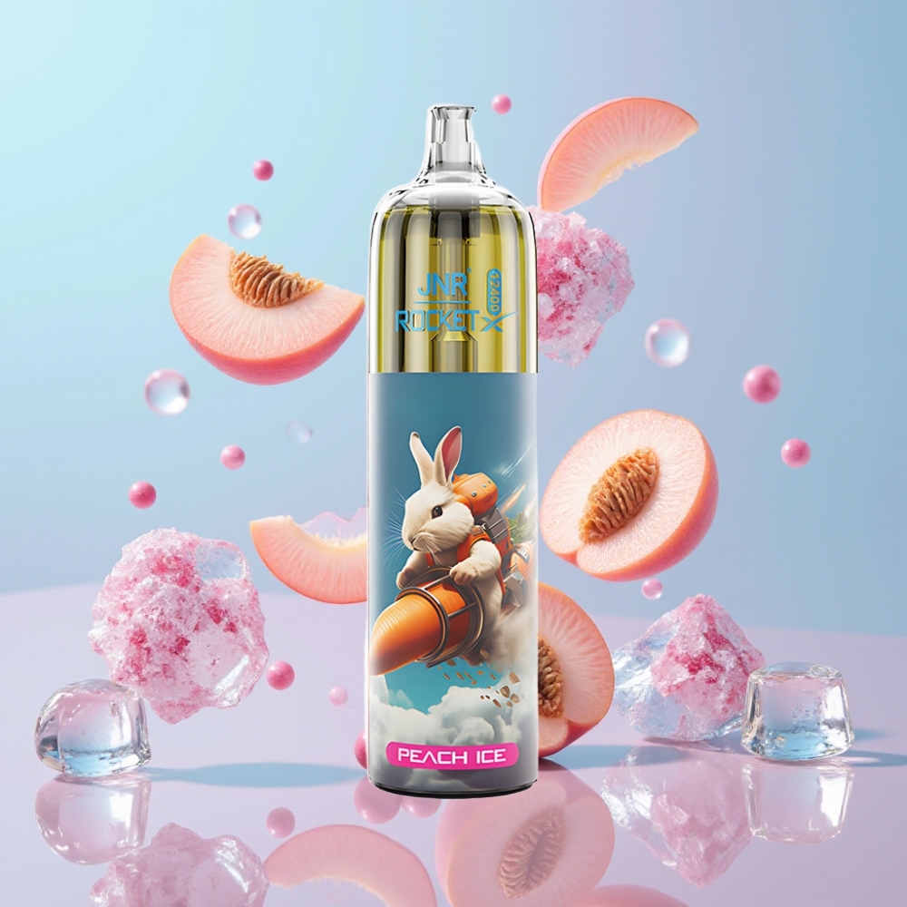 JNR Rocket-X 12400 Puffs Disposable Vape Broskyňový ľad, Adjustable Airflow, RGB, 1.2ohm Mesh Coil JNR Rocket-X 12400 Puffs Disposable Vape Broskyňový ľad, Adjustable Airflow, RGB, 1.2ohm Mesh Coil