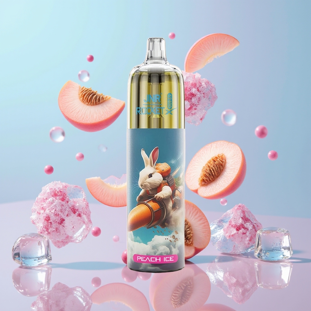 JNR Rocket-X 12400 Puffs Disposable Vape Broskyňový ľad, Adjustable Airflow, RGB, 1.2ohm Mesh Coil