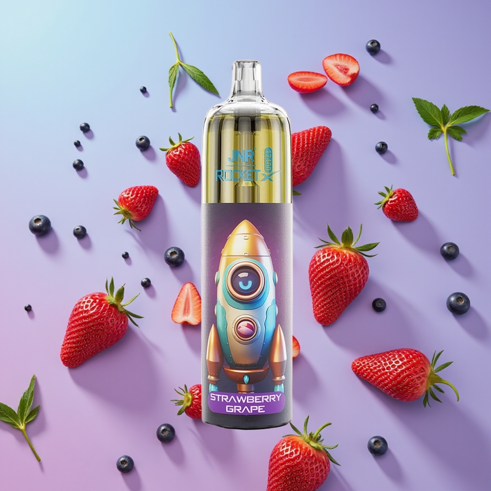 JNR Rocket-X 12400 Puffs Disposable Vape Jahoda Hrozno, 25ml, Typ-C, RGB
