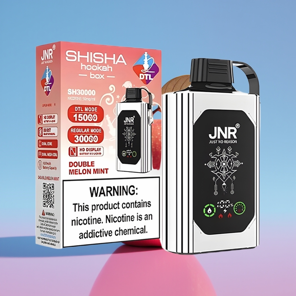 JNR Shisha Hookah Box 20500 Puffs Dvojité Jablko, HD Display, Dual Mesh Coil, Type-C
