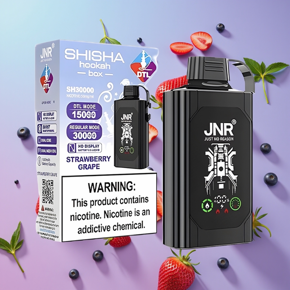 JNR Shisha Hookah Box 20500 Puffs Jahoda Hrozno, 25ml, Dual Mesh Coil, Type-C