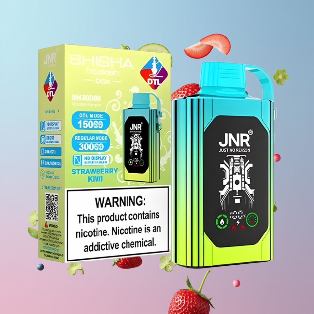 JNR Shisha Hookah Box 20500 Puffs Jahoda Kiwi, 25ml, Dual Mesh Coil, Type-C