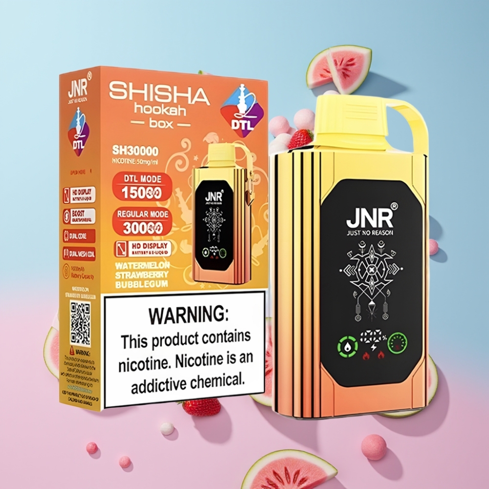 JNR Shisha Hookah Box 20500 Puffs Vodný Melón Jahoda Bubblegum, 25ml, 1000mAh, Typ-C