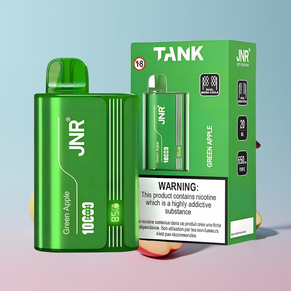 JNR Tank 10000 Puffs Jednorázová E-cigareta Zelené Jablko Broskyňa Hruška, 20ml, 650mAh