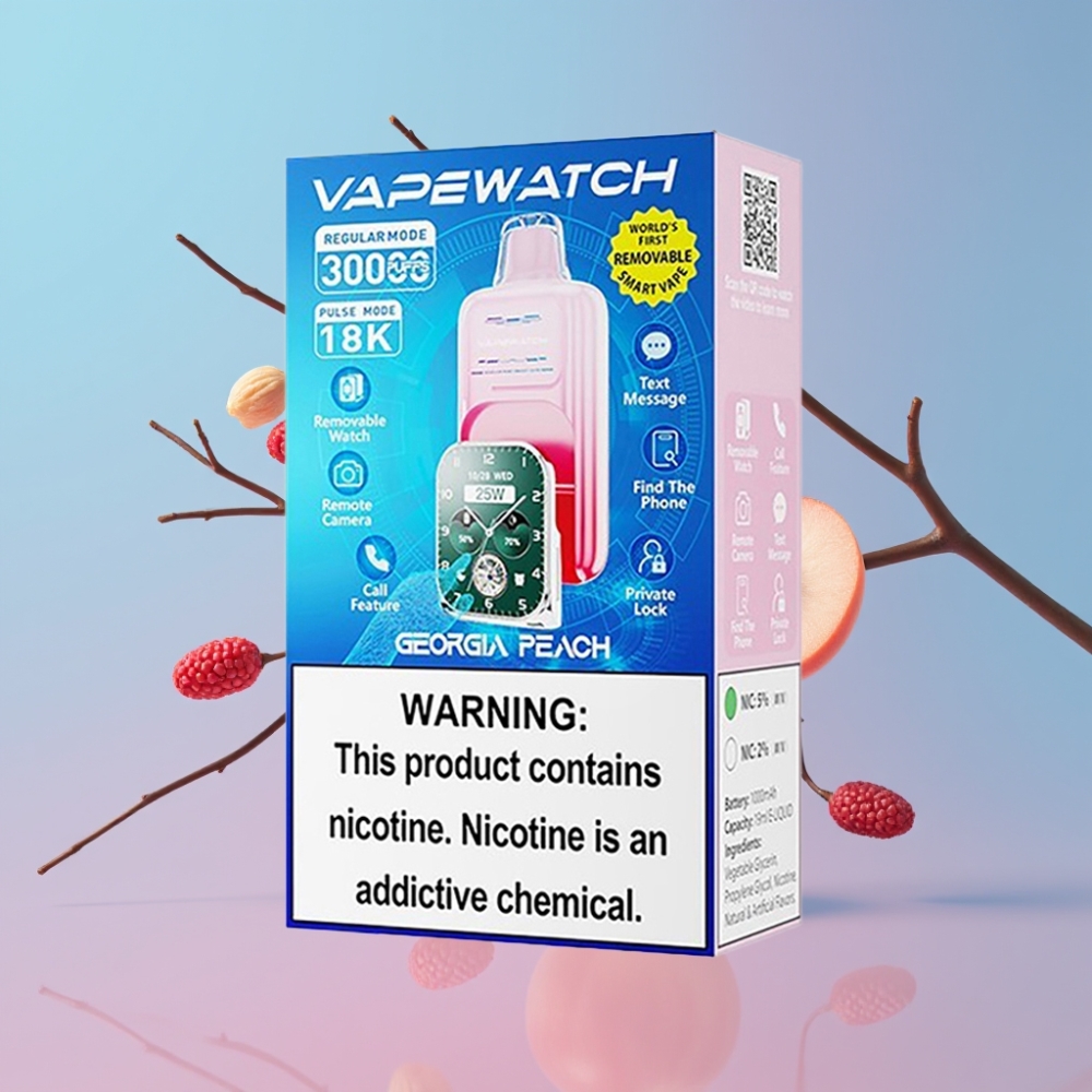 JNR VapeWatch 30000 Puffs Broskyňa z Georgie – 19mL, 5%, Dual Mesh Coil