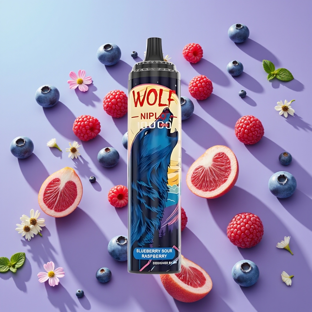 JNR Wolf Niplo Čučoriedka Kyslá Malina 10000 Puffs, 20ml, 650mAh