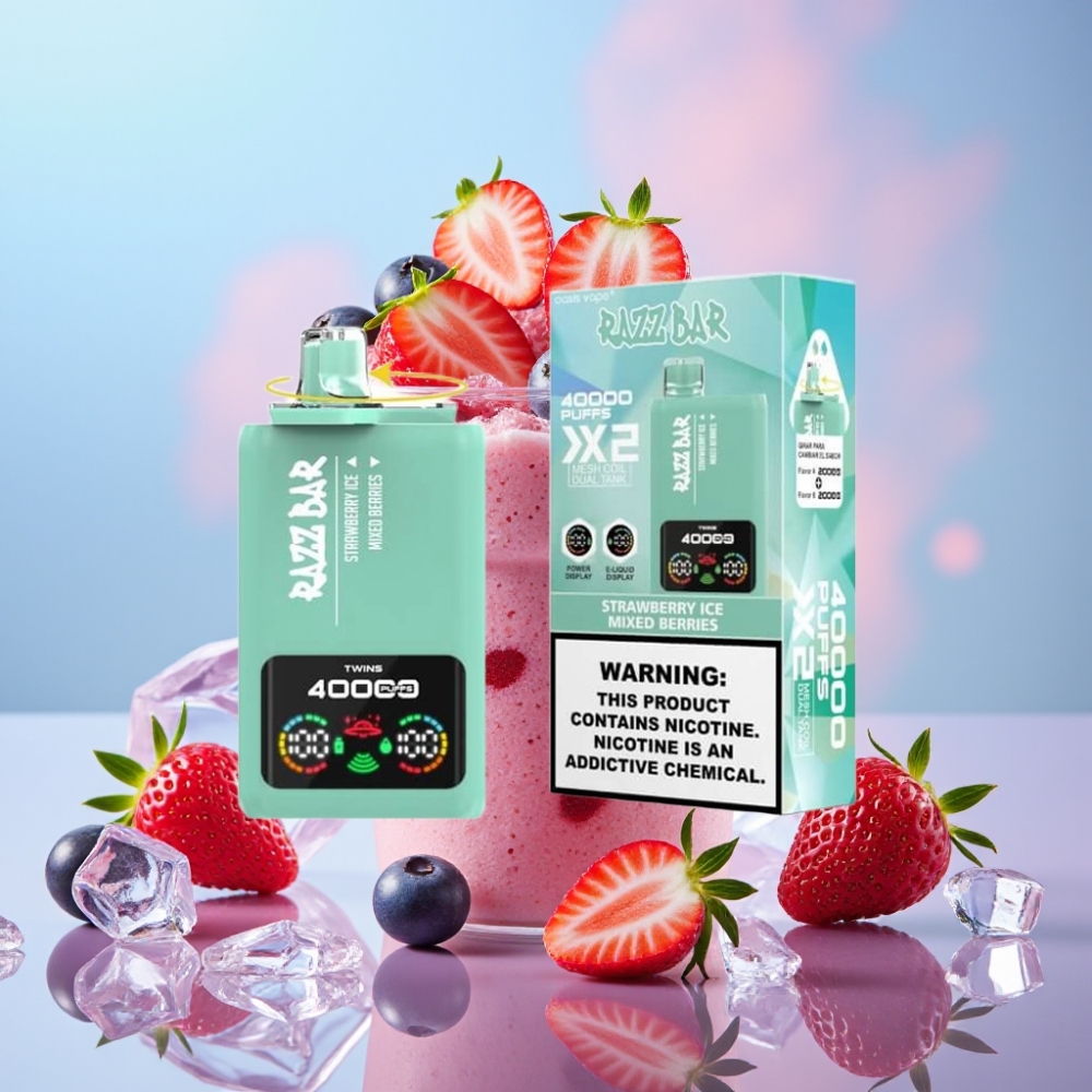 Razz Bar 40000 Puffs Disposable Vape JAHODOVÝ ĽAD & MIX BOBULE, Power Screen Display, 650mAh Razz Bar 40000 Puffs Disposable Vape JAHODOVÝ ĽAD & MIX BOBULE, Power Screen Display, 650mAh