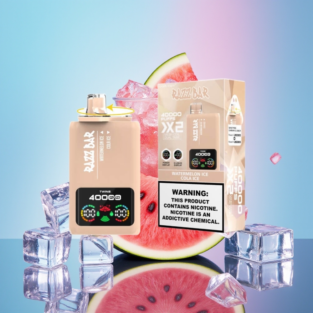 Razz Bar 40000 Puffs Disposable Vape MELÓNOVÝ ĽAD & KOLOVÝ ĽAD 40000 Puffs 1.0Ω×2 Mesh Coil 650mAh Razz Bar 40000 Puffs Disposable Vape MELÓNOVÝ ĽAD & KOLOVÝ ĽAD 40000 Puffs 1.0Ω×2 Mesh Coil 650mAh