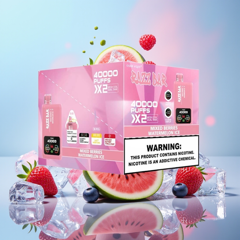 Razz Bar 40000 Puffs Disposable Vape MIXOVÉ BOBULE & MELÓNOVÝ ĽAD 650mAh Type-C