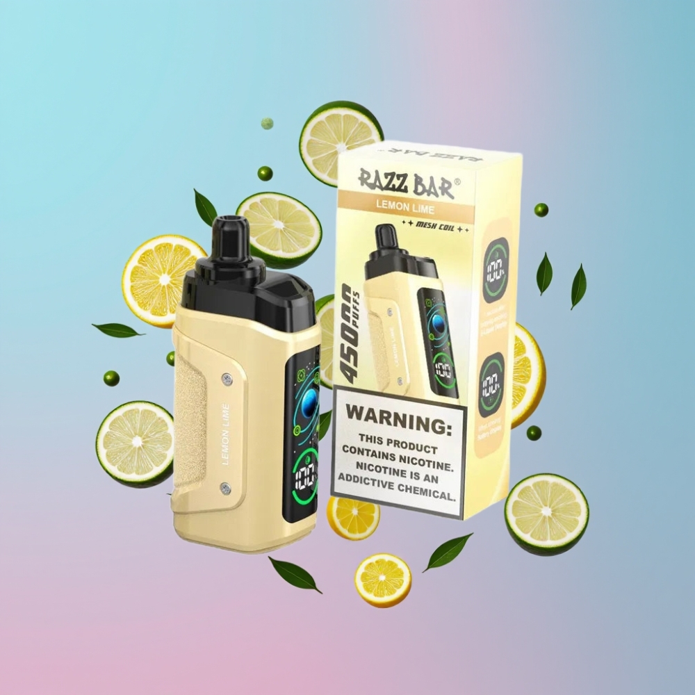 Razz Bar 45000 Puffs Disposable Vape Citrón Limetka, 1.0 Ohm Mesh, Typ-C, 20 mg/ml