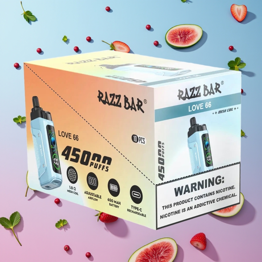 Razz Bar 45000 Puffs Disposable Vape Láskavosť 66, 45000 Puffs, 1.0 Ohm Mesh Coil, Typ-C
