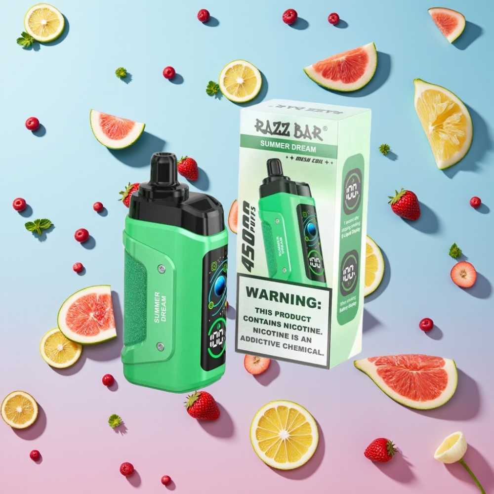 Razz Bar 45000 Puffs Disposable Vape Letný Sen, 1.0 Ohm Mesh, Typ-C, 20 mg/ml