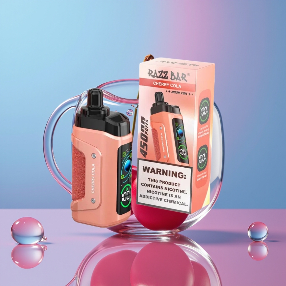 Razz Bar 45000 Puffs Disposable Vape Čerešňová Kola, 1.0 Ohm Mesh, Typ-C, 20 mg/ml