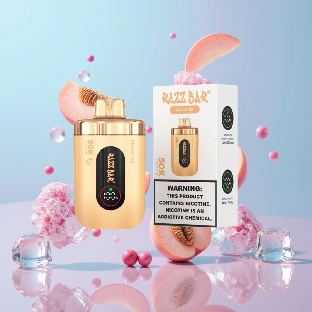 Razz Bar 50K Puffs Disposable Vape Broskyňový ľad, 50000 Puffs, 1.0 Ohm Mesh Coil, 650 mAh Razz Bar 50K Puffs Disposable Vape Broskyňový ľad, 50000 Puffs, 1.0 Ohm Mesh Coil, 650 mAh