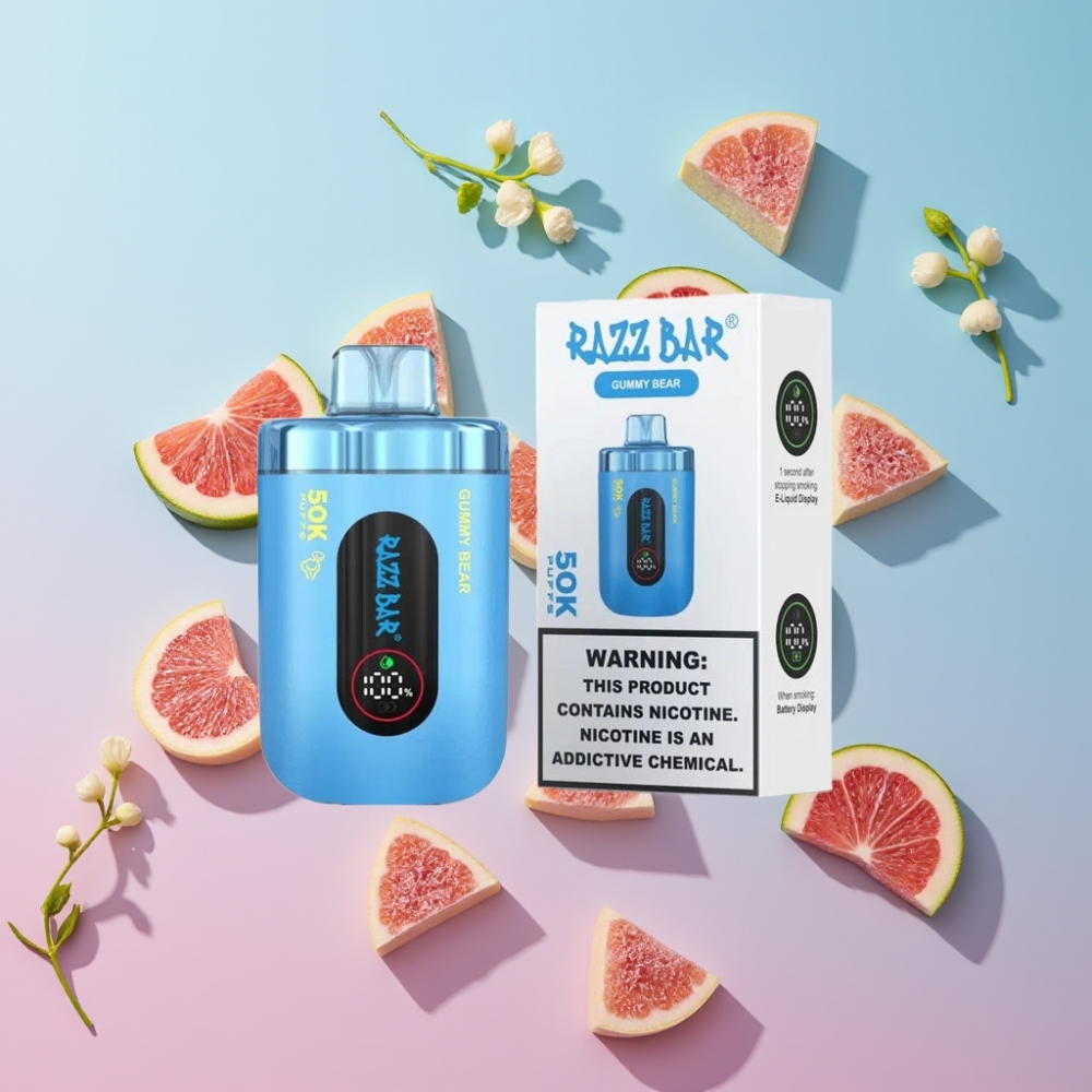 Razz Bar 50K Puffs Disposable Vape Gummy Bear Medvedík 1.0 Ohm Mesh Coil 650mAh Type-C Razz Bar 50K Puffs Disposable Vape Gummy Bear Medvedík 1.0 Ohm Mesh Coil 650mAh Type-C