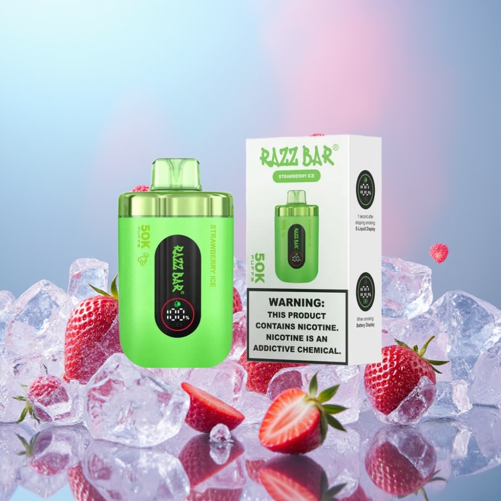 Razz Bar 50K Puffs Disposable Vape Jahodový ľad 1.0 Ohm Mesh Coil 650 Mah 2% Nicotine Razz Bar 50K Puffs Disposable Vape Jahodový ľad 1.0 Ohm Mesh Coil 650 Mah 2% Nicotine
