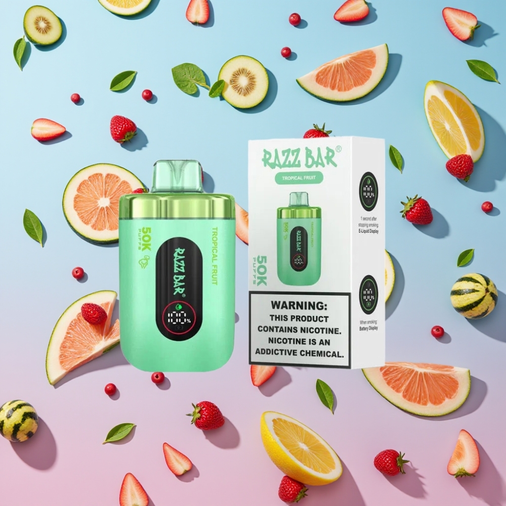 Razz Bar 50K Puffs Disposable Vape Tropické Ovocie 50K Puffs 1.0 Ohm Mesh 650mAh Razz Bar 50K Puffs Disposable Vape Tropické Ovocie 50K Puffs 1.0 Ohm Mesh 650mAh