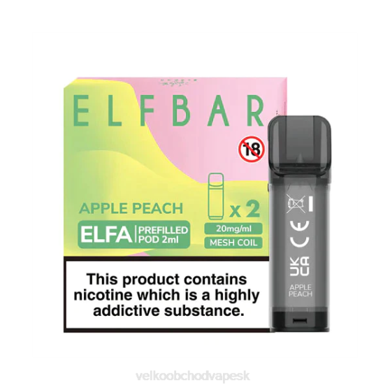E Cigareta Bez Nikotinu RHNN325 | ELFBAR Elfa jablko broskyňa naplnená tobolka - 2 ml - 20 mg (2 balenia)