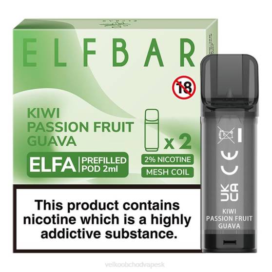 E Cigareta SK RHNN326 | ELFBAR Elfa kiwi mučenka guava naplnená tobolka - 2 ml - 20 mg (2 balenia)