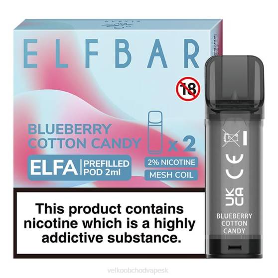 Veľkoobchod Vape SK RHNN331 | ELFBAR Elfa čučoriedková cukrová vata naplnená tobolka - 2 ml - 20 mg (2 balenia)